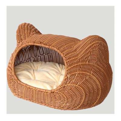 Wicker rattan cat house pet carrier basket